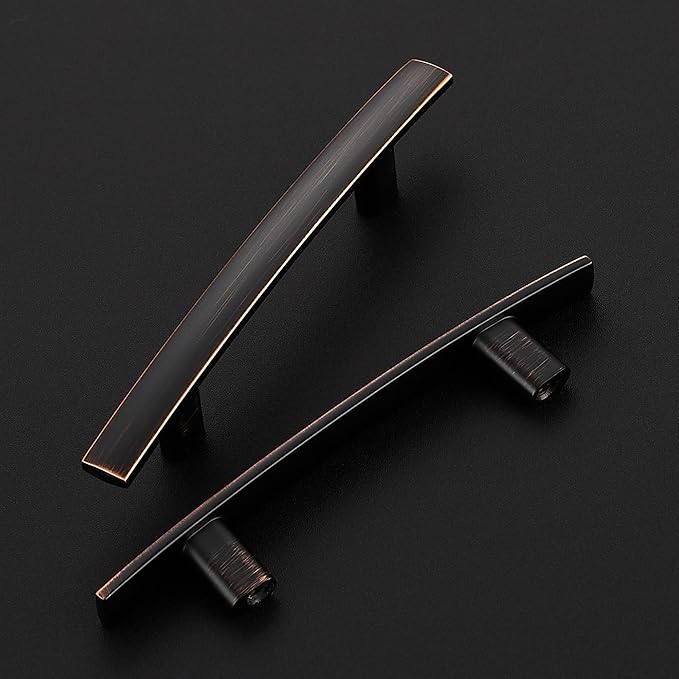 30 Pack Cabinet Handles 3" Hole Center - Curved Cabinet Pulls Oil Rubbed Bronze Drawer Pulls for Kitchen Cupboard Solid Hardware for Dresser Drawer Arch Hardware