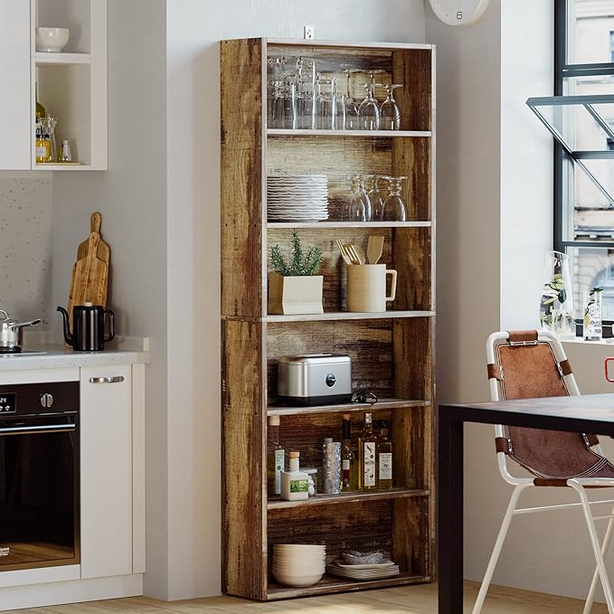 IRONCK Bookshelves and Bookcases Floor Standing 6 Tiers Display Storage Shelves 70 in Tall Bookcase Home Decor Furniture for Home Office, Living Room, Bed Room