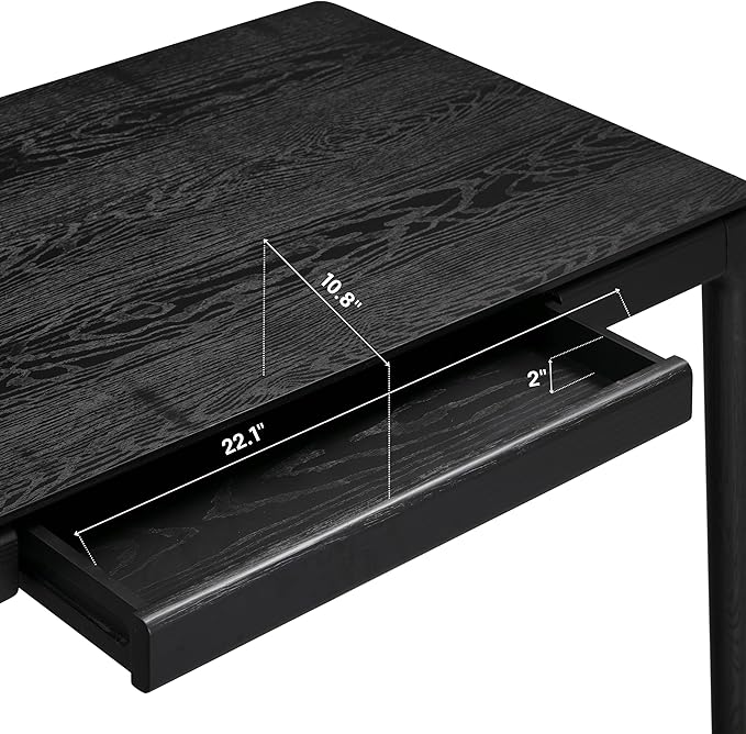 NTC Mingle Modern Wooden Rectangle Desk Table with Hidden Drawer – Waterproof & Heat Resistant, Burnt Black