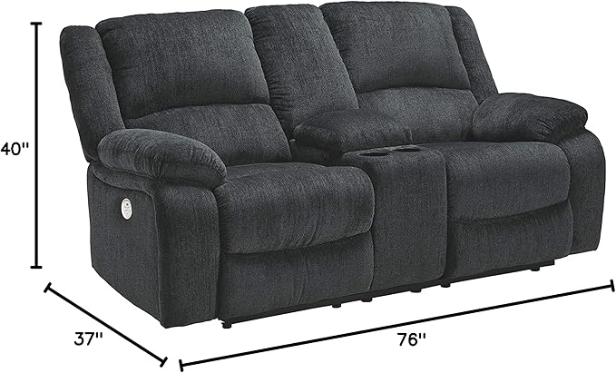 Signature Design by Ashley Draycoll Power Double Reclining Loveseat with Storage Console & USB Plug, Dark Gray