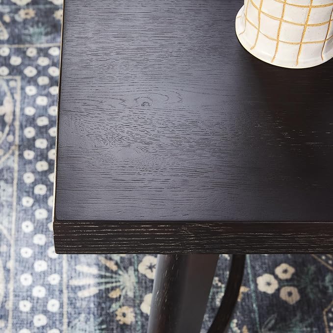 Walker Edison Modern Farmhouse Rustic Solid Oak Wood Rectanglular Dining Table for 6 - Black Oak
