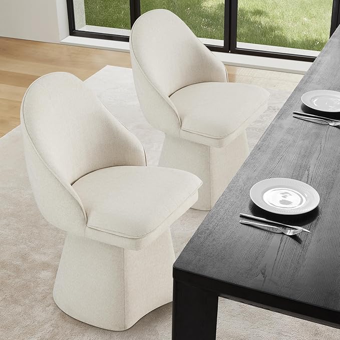 Swivel Dining Chairs Modern Desk Chair Upholstered Linen Fabric Side Chair for Kitchen Dining Room Bedroom,Linen,4 Box