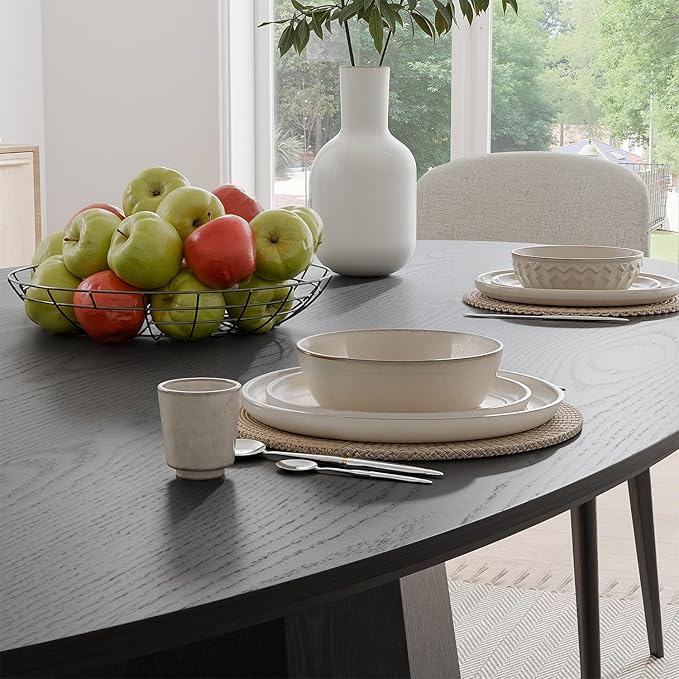 Casaphoria 67" Oval Dining Table, Modern Wood Kitchen Table with Cone Shaped Strip Polygonal Base for Living Room & Dining Room, Easy Assembly Farmhouse Furniture for 4-6, Black