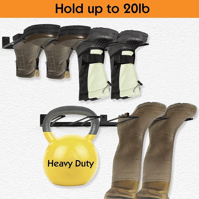 ORLESS Wader Hangers 4-Pair Boot Rack Garage Storage, Cowboy Boot Holder, Metal Wire Organizer for Entryway