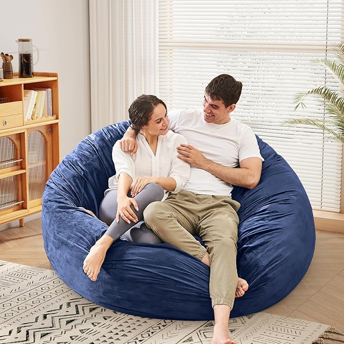 Bean Bag Chairs for Teens - Bean Bag Chair Convertible Bean Bag Bed - Small Beanbag Chair with Micro Fiber Cover/Furniture Foam Filler - Floor Couch Sofa in Bedroom Dorm Room - Youth Navy Blue