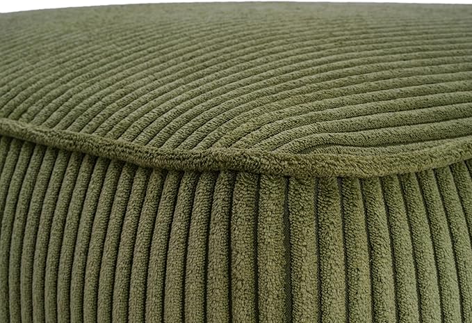 Christopher Knight Home Kyle Corduroy Woven Upholstery Square Ottoman, Living Room Sofa Ottoman with Wood Frame, Comfy Seating Experience with Dense Foam Padding, Non-Marking Foot Caps, Olive Green