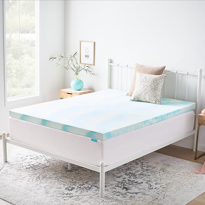 Linenspa 3 Inch Gel Swirl Memory Foam Mattress Topper – Cooling Gel Infused – Pressure Relieving Bed Topper - Mattress Pad – CertiPUR Certified - King Size
