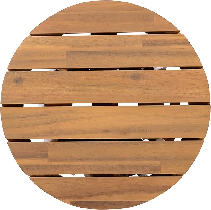 Christopher Knight Home Taki Acacia Wood Patio Coffee Table, Round Table with Unique Wooden Base for Backyard, Stylish Indoor/Outdoor Table, Easy Assembly, Space Saving Outdoor Furniture, Light Teak