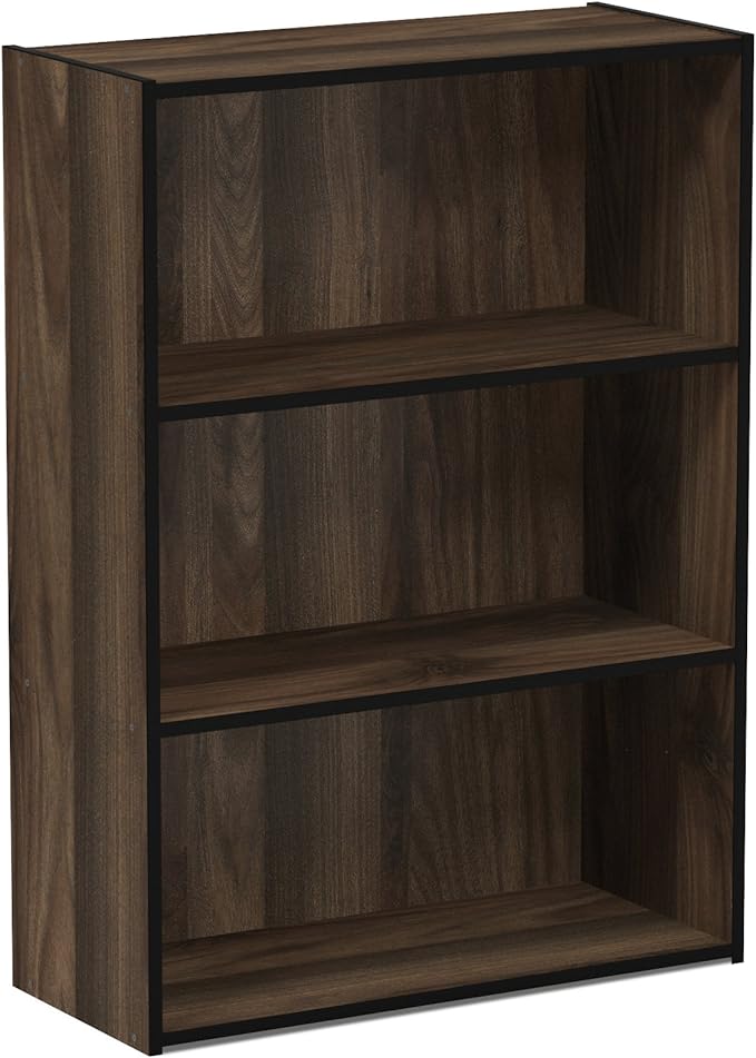 Furinno Pasir 3-Tier Open Shelf Bookcase, Columbia Walnut