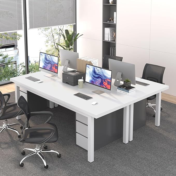 70.8 Inch Large Computer Desk, Long Gaming Table, Modern Two Person Desk Large Executive Office Desk, Double Desk at Home, Perfect for Work, Gaming, Studying, and Writing, Etc., White