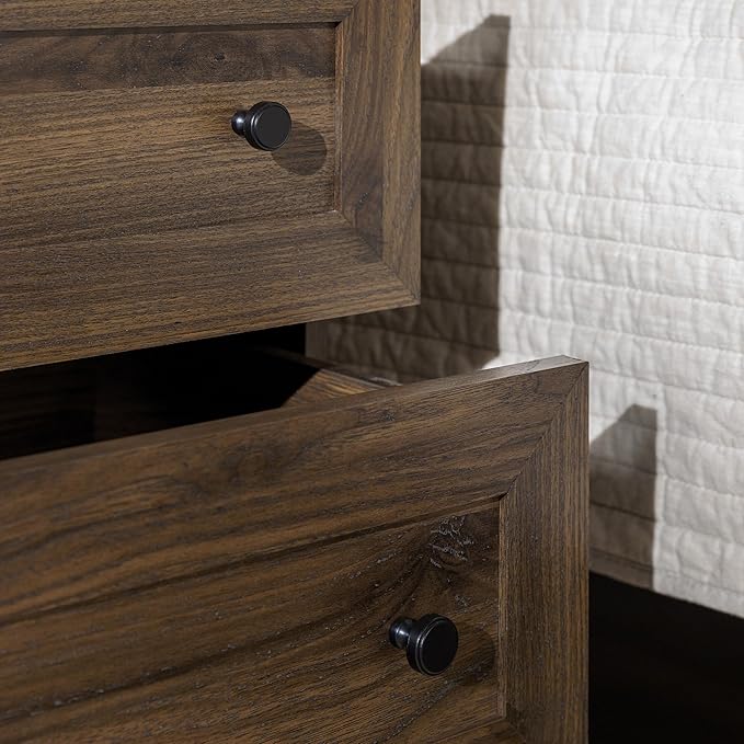 Florence 22 Inch 2 Drawer Open Top Side Table with USB Port - Dark Walnut
