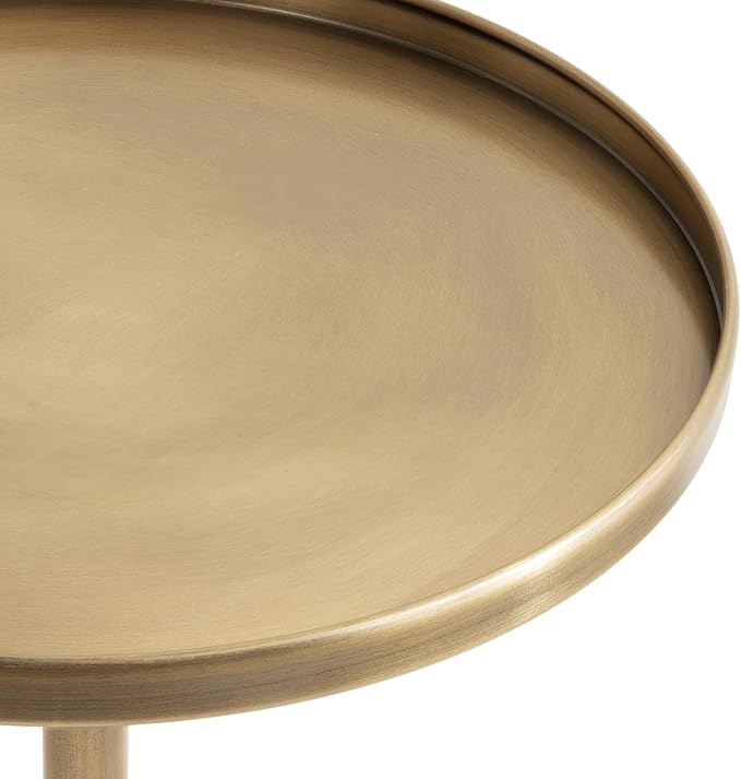 Kate and Laurel Tira Elegant Round Side Table, 14 x 24, Brass and Walnut Brown, Mid-Century Circle End Table for Use as Bedroom Nightstand or Living Room Table Option