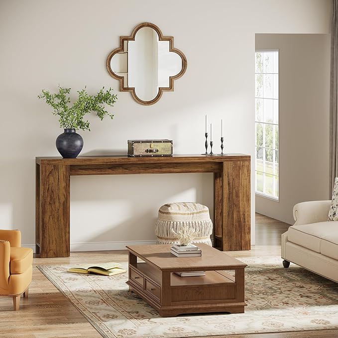 Tribesigns 70.9-Inch Extra Long Console Table, Farmhouse Wood Sofa Table Behind Couch, Narrow Entryway Accent Table for Living Room, Hallway, Entrance, Foyer, Dark Brown