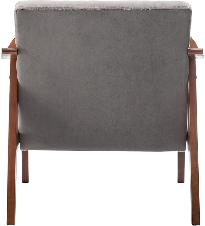 Container Furniture Direct Accent Chair with Velvet Upholstery and Solid Wood Frame, Classic Mid-Century Modern Living Room Furniture for Extra Seating, Grey