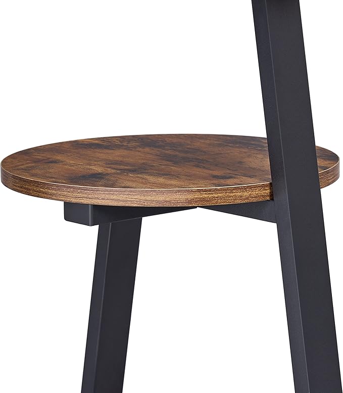 BEWISHOME Round End Table Side Table with Metal Frame, Accent Nightstand Bedside Table with 3-Tier Shelves, Small Couch Coffee Table for Living Room Bedroom Rustic Brown KTZ41Z