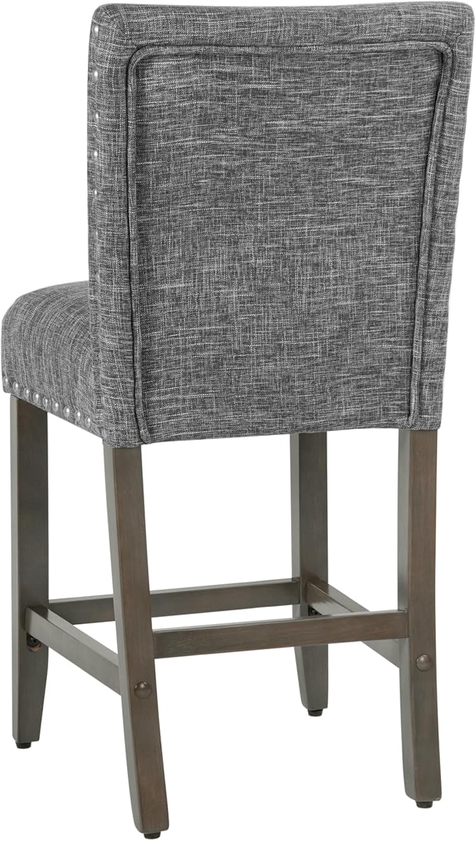Homepop Home Decor | Nailhead Trim Counter Height Bar Stools | 24 Inch Bar Stools | Decorative Home Furniture (Slate Gray)