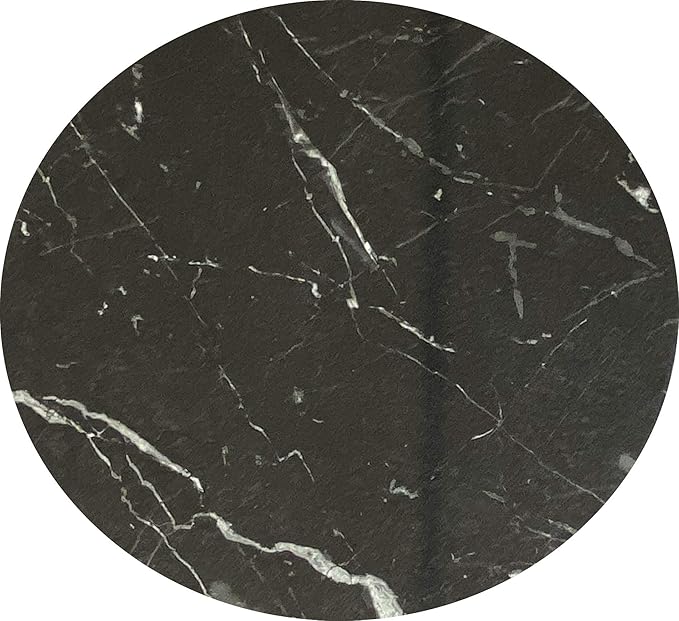 PAK HOME Set of 2 Black Marble End Tables Round Wood Sofa Side Coffee Tables for Small Spaces, Nightstand Bedside Table with Metal Legs for Bedroom, Living Room, Office, Balcony