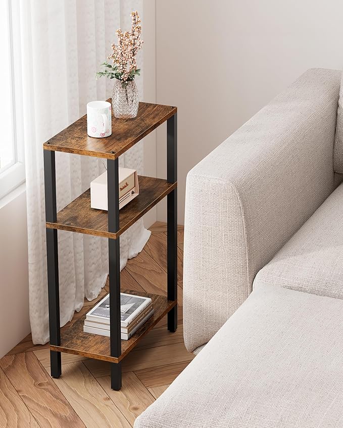 TUTOTAK Small Side Table, Narrow End Table, Skinny Sofa Table, Slim Nightstand, Couch Table, Living Room, Bed Room, Brown TB01BB0772