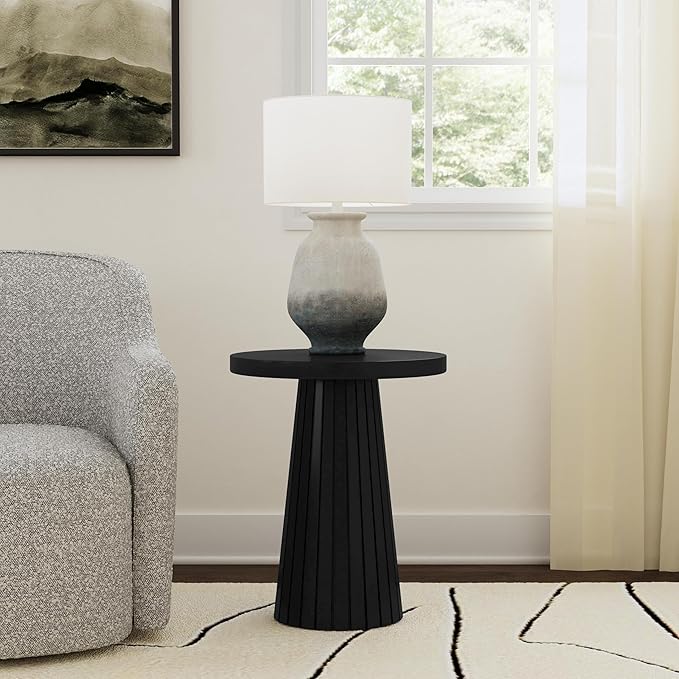 Black Mango Wood End/Side Round Table