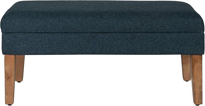 Homepop Home Decor | Upholstered Decorative Storage Ottoman Bench | Ottoman Bench with Storage for Living Room & Bedroom | Decorative Home Furniture, Navy Large