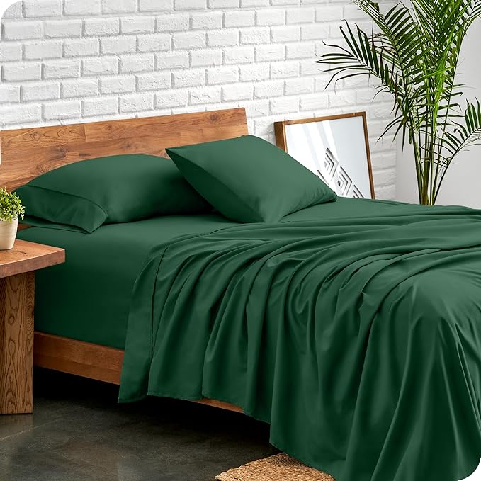 Bare Home California King Sheet Set - 1800 Ultra-Soft Microfiber Cal King Bed Sheets - Double Brushed - Deep Pockets - Easy Fit - 4 Piece Set - Bed Sheets (California King, Forest Green)