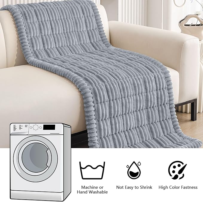 Smiry Couch Cover for Dogs Washable, Non Slip Fuzzy Pet Couch Covers for 3 Cushion Sofa Pet Friendly, Thick Soft Sofa Slipcovers Cushion Protector (Grey, 27.6" x 82.7")