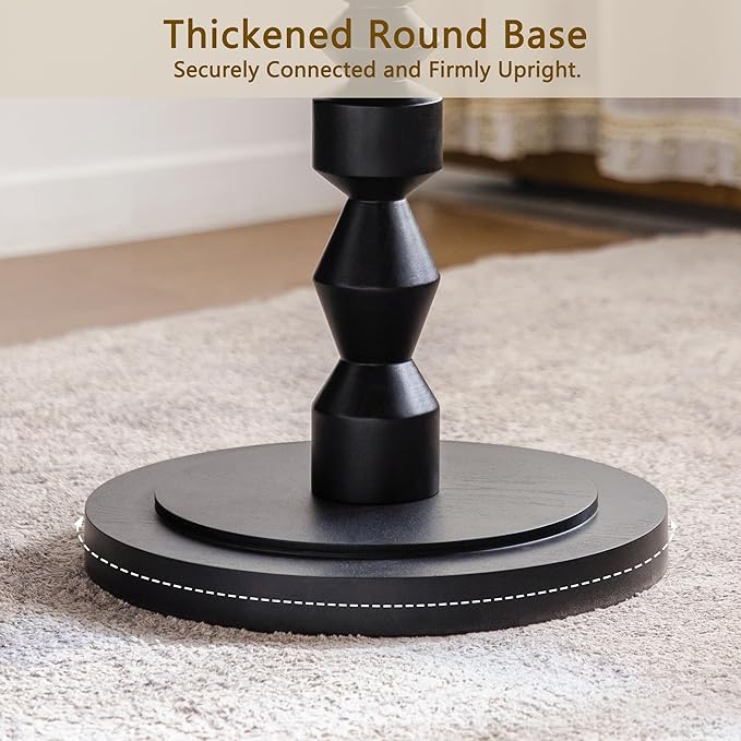Wood Emd Table, Modern Round Side Table with Unique Top, Framhouse Accent Table for Living Room Bedroom Office (21.6 inch High)