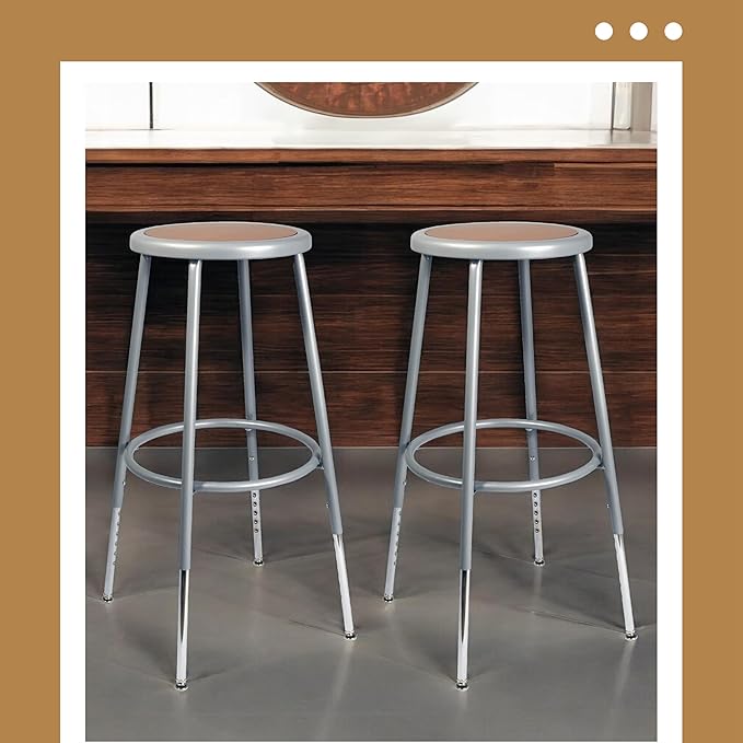 OEF Furnishings (2 Pack Height Adjustable Steel Stools, Grey, 25-33"