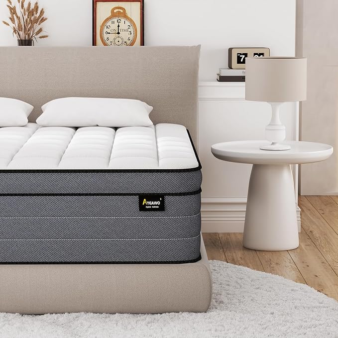 Queen Mattress 14 Inch, Queen Size Mattresses in a Box, Superior Hybrid Bed with Gel Memory Foam for Back & Lumbar Support, Pressure Relief, Zoned Support Pocket Springs, Cooling&Firm Feel