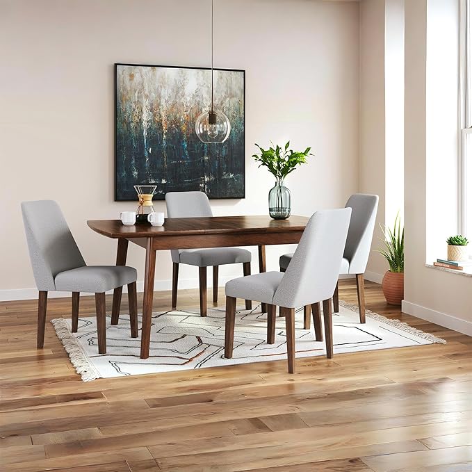Signature Design by Ashley Lyncott Contemporary Dining Room Upholstered Side Chair with Foam Cushion, Set of 2, Cream & Brown