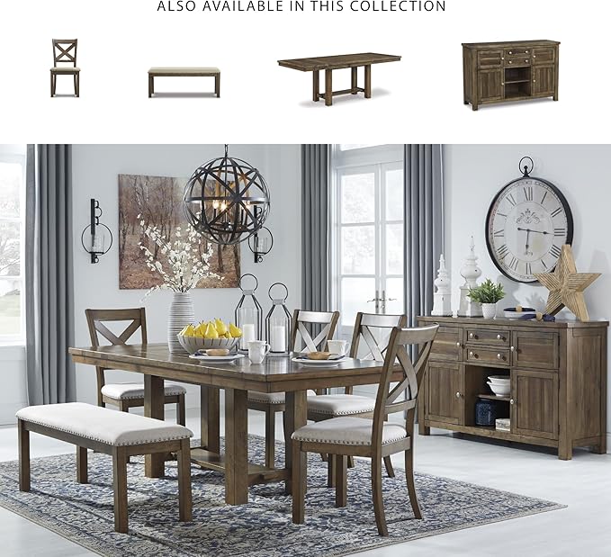 Signature Design by Ashley Moriville Farmhouse 36” x 30” Dining Extension Table, Seats up to 8, Brown