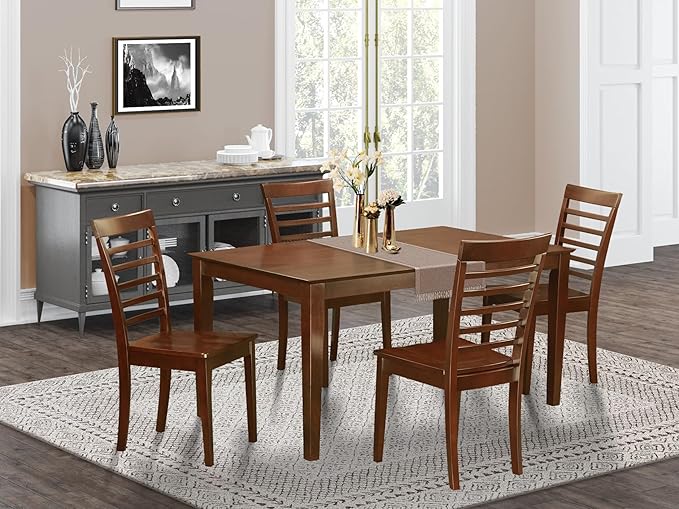 East West Furniture CAML5-MAH-W 5 Piece Kitchen Table Set for 4 Includes a Rectangle Dining Room Table and 4 Dining Chairs, 36x60 Inch, Mahogany