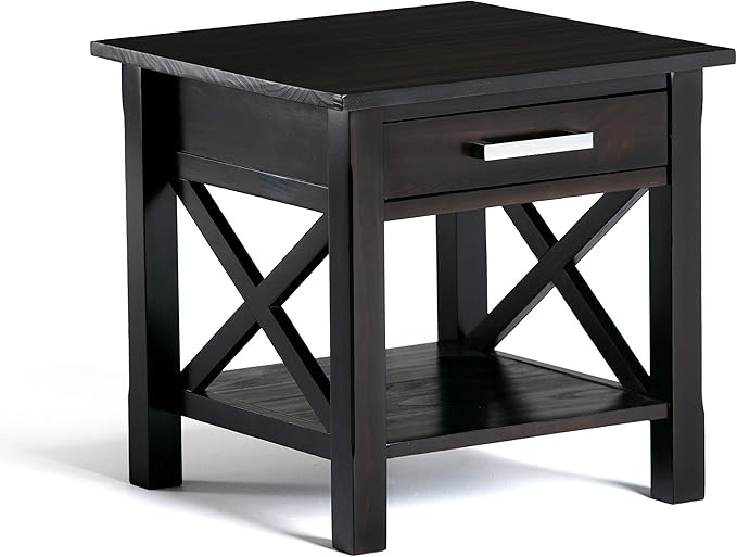 SIMPLIHOME Kitchener SOLID WOOD 21 inch Wide Square Contemporary End Side Table in Hickory Brown for the Living Room and Bedroom