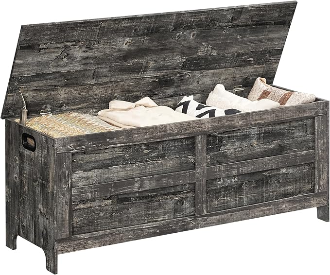 Storage Chest, 47.2” Large Toy Chest, Entryway Storage Trunk, Storage Bench with Safety Hinge, Entrance Bench for Living Room, Entrance, Bedroom, Vintage Gray SCRP48901