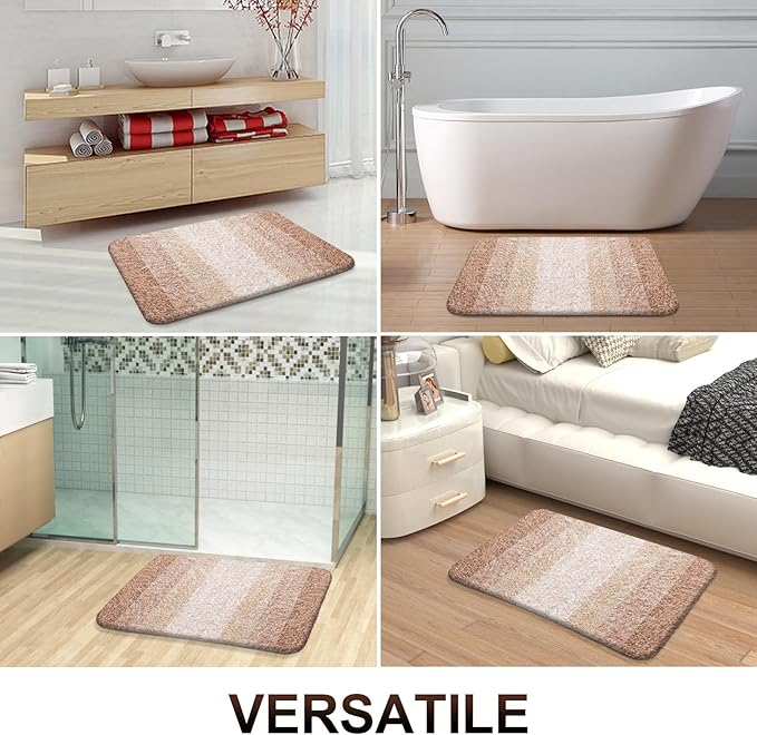 OLANLY Bathroom Runner Rugs 47x20, Extra Soft Absorbent Microfiber Bath Rugs, Rubber Backing, Quick Dry, Machine Washable Bath Mats for Bathroom Floor, Tub and Shower, Home Decor Accessories, Beige