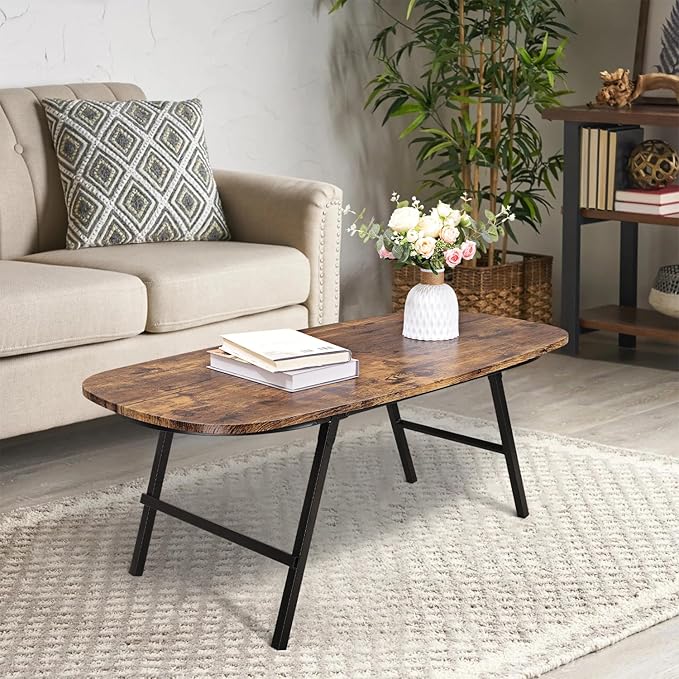 Foldable Coffee Table Natural Wood Oval Coffee Tables No Assembly Portable Floor Table Desk for Sitting on The Floor Low Coffee Table for Small Spaces Living Room Outdoor Use