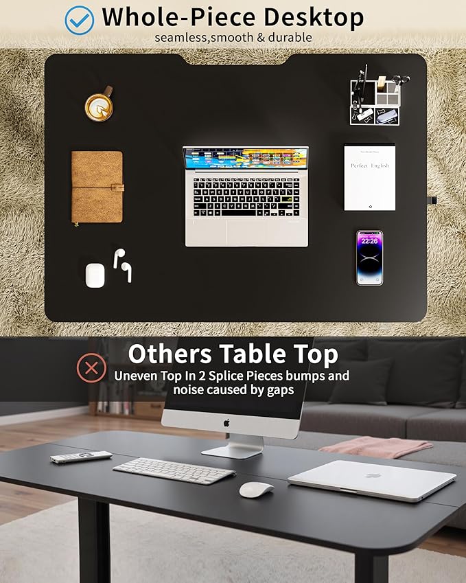 Okin Small Electric Standing Desk, 36" x 24" Whole Piece Height Adjustable Desk, Black Sit to Stand Desks Computer Workstation for Home Office