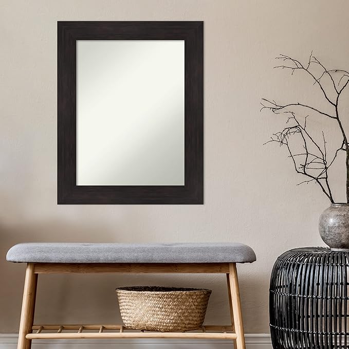 Amanti Art Silver Bathroom Mirror for Over Sink, 26x20 Florence Silver Rectangle Vanity Mirror, Medium Casual Frame, Hangs Horizonally and Vertically, Bathroom Wall Decor, Non-Beveled Edge
