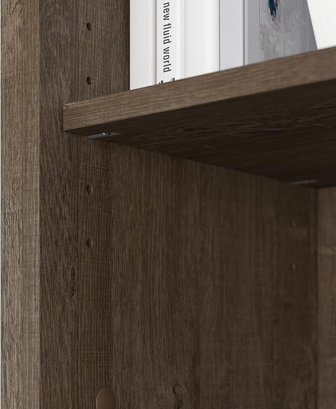 Bush Furniture Salinas 5 Shelf Bookcase in Ash Brown, Tall Bookshelf, Large Book Shelf for Living Room, Home Office, or Entryway