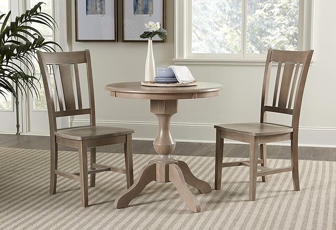 International Concepts 30" Round Top Pedestal Dining Table Solid Parawood 29.1" High, Kitchen/Dining Furniture, Easy Assembly, Residential Use Only