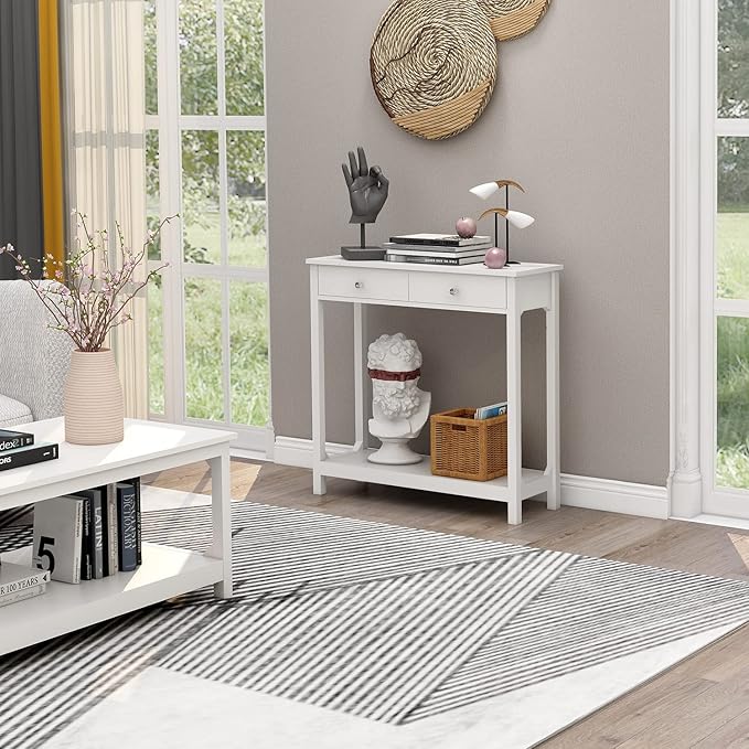 TaoHFE Console Table, 39.4"x11.8"x31.5"(LxWxH), White