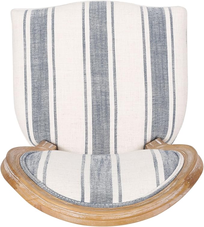 Christopher Knight Home Phinnaeus Dining Chair Set, Set of 4, Wood, Dark Blue Stripes + Light Beige + Natural