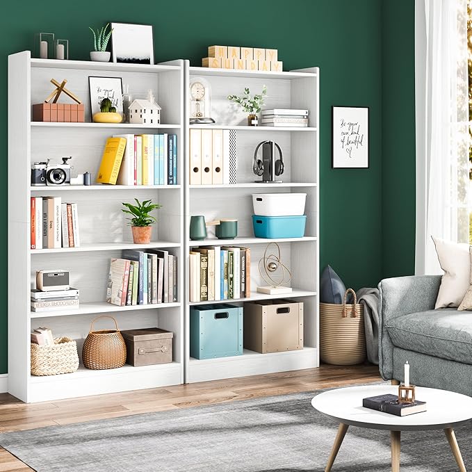 Tribesigns 72-inch Tall Bookcase, Modern 6-Tier White Library Bookshelf with Storage Shelves, Large Open Bookcases Wood Display Shelving Unit for Bedroom Living Room Office