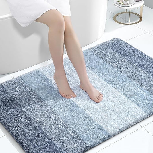 OLANLY Bathroom Rugs Mat 47x32, Extra Soft Absorbent Microfiber Bath Rugs, Rubber Backing, Quick Dry, Machine Washable Bath Mats for Bathroom Floor, Tub and Shower, Home Decor Accessories, Blue