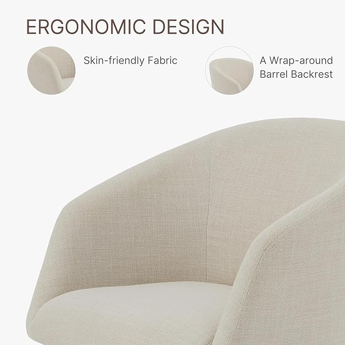 Swivel Dining Chairs Modern Accent Armchair Side Deskchair for Diningroom Vanity Bedroom Livingroom Reading Room,Linen,1 Box