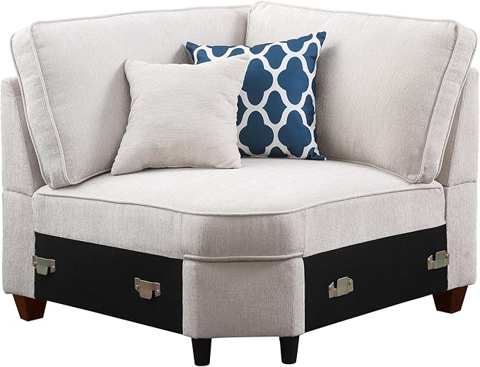 127" L-Shaped Sectional Couch with Movable Ottoman & 6 Throw Pillows,7 Seat Chenille Upholstered Sofa W/2 Cup Holder,USB Port & Hidden Storage Box,DIY Combination,for Living Room,Apartment,Beige