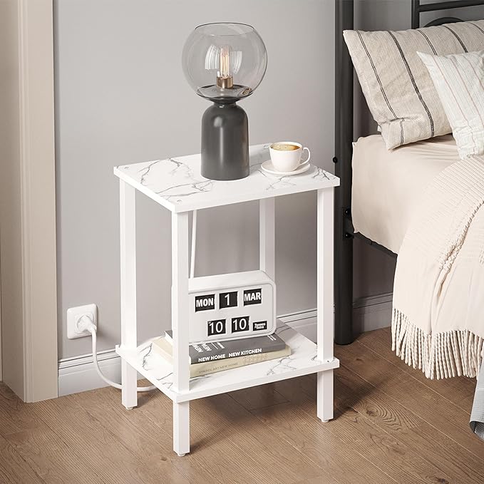 TUTOTAK End Table, Set of 2, Side Table, Nightstand, 2-Tier Storage Shelf, Sofa Table for Small Space, Living Room, Bed Room TB01BMW035