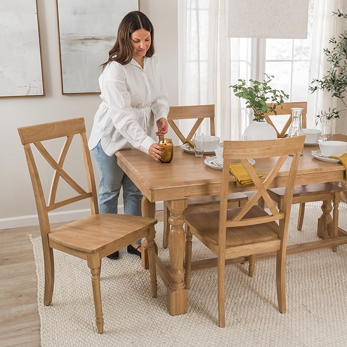 Bush Furniture Rectangular Dining Table, 67 inch Squire Trestle, Farmhouse Decor, Sterling Collection, Light Brown