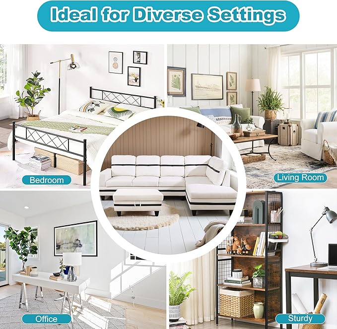 Couches for Living Room PU Leather L Shaped Couch Comfy 3 Pieces Sectional Sofa with Chaise, Ottoman with Storage for Office and Small Apartment, White and Black