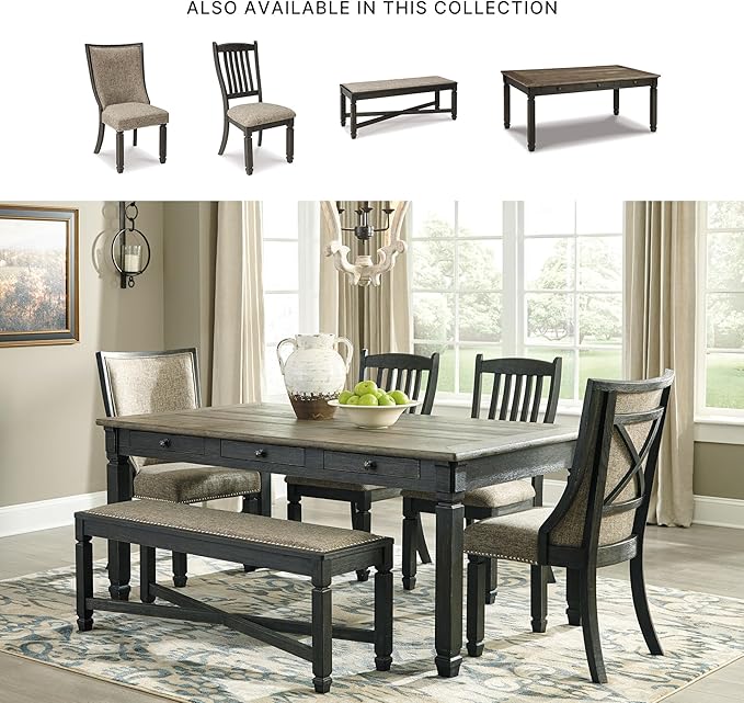Signature Design by Ashley Tyler Creek Urban Farmhouse Upholstered Dining Chair, 2 Count, Almost Black